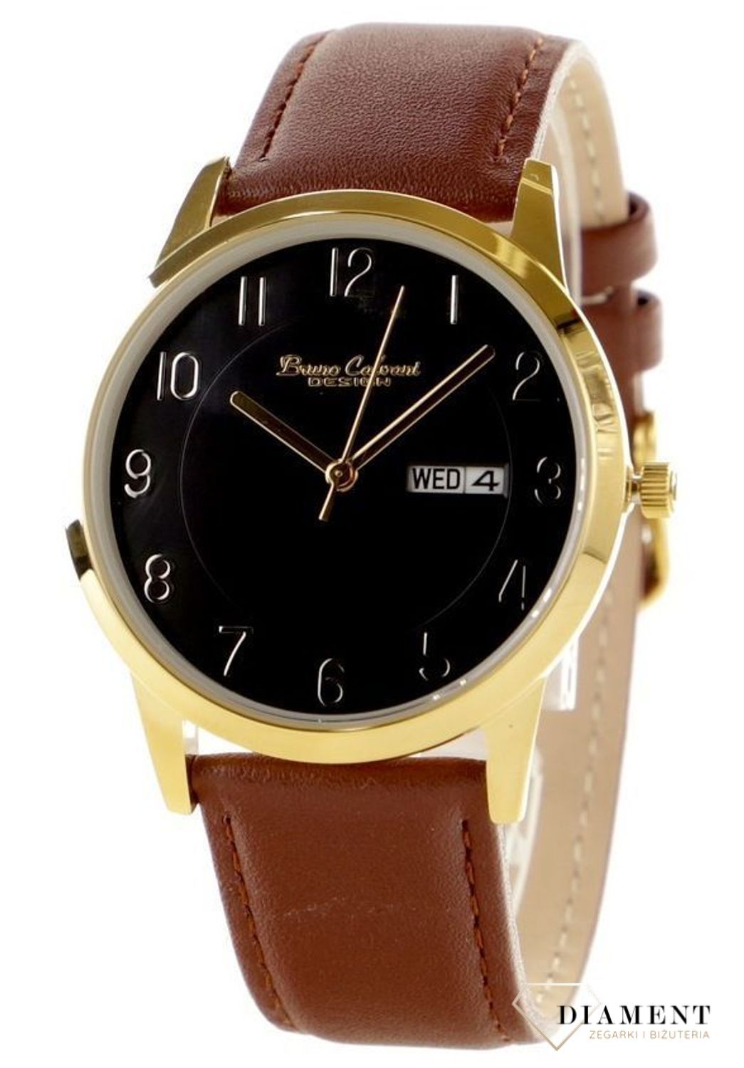 Zegarek męski Bruno Calvani na brązowym pasku BC2528 GOLD brązowy pasek.jpg